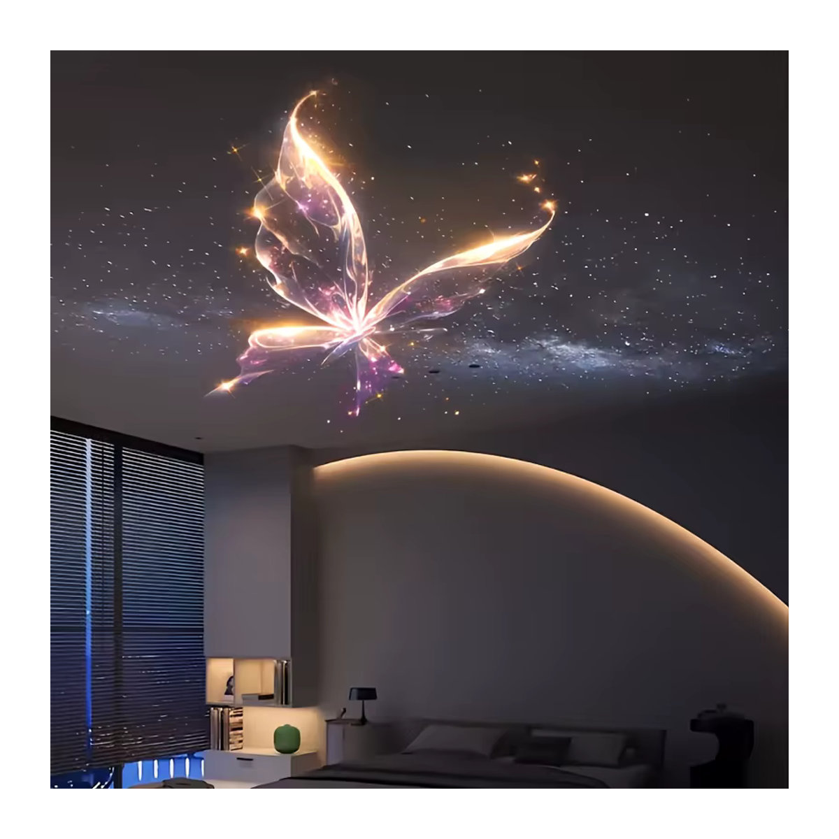 USB-betriebene LED-Projektionsnachtlampe in Schwarz mit Ozean- und Schmetterlingsmustern für Schlafzimmer und Wohnzimmer - Bild 4