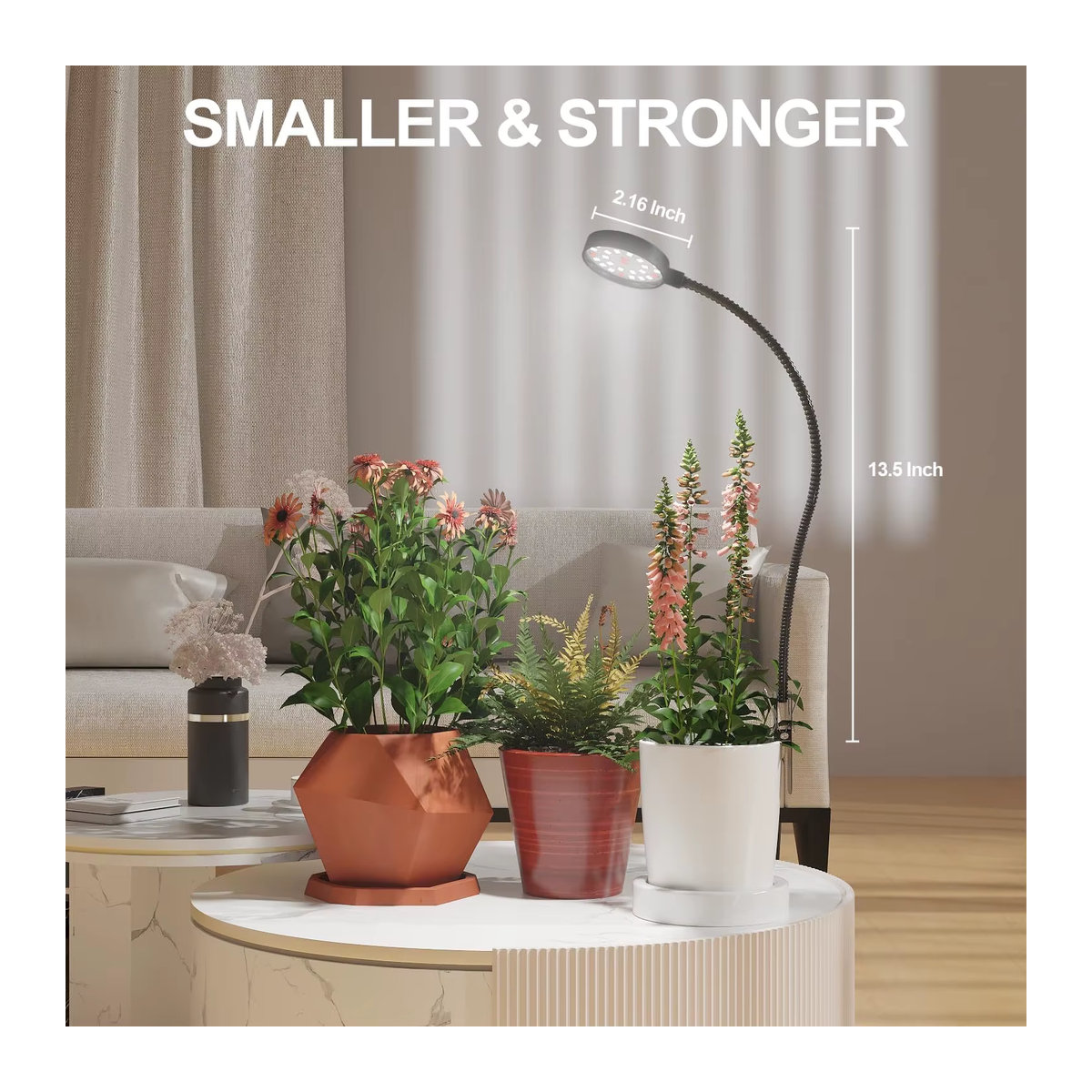 USB LED Pflanzenlampe mit Vollspektrum 6000K, dimmbare Schwanenhals-Klemmleuchte in Schwarz mit Auto-Ein/Aus-Funktion - Bild 3