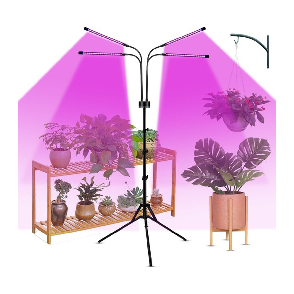 USB Pflanzenwachstumslampe mit Stehleuchte, Vollspektrum Hydroponik-Lampe mit Dimmer und Timer für Zimmerpflanzen und Blumen - Bild 1