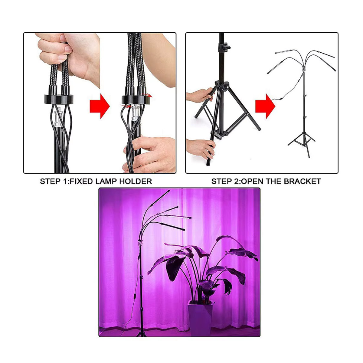 USB Pflanzenwachstumslampe mit Stehleuchte, Vollspektrum Hydroponik-Lampe mit Dimmer und Timer für Zimmerpflanzen und Blumen - Bild 3