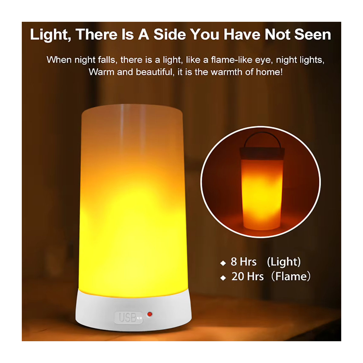 USB wiederaufladbare LED-Flammenlampe in Weiß mit simuliertem Flammeneffekt und 4 Beleuchtungsmodi für eine minimalistische Innendekoration - Bild 2