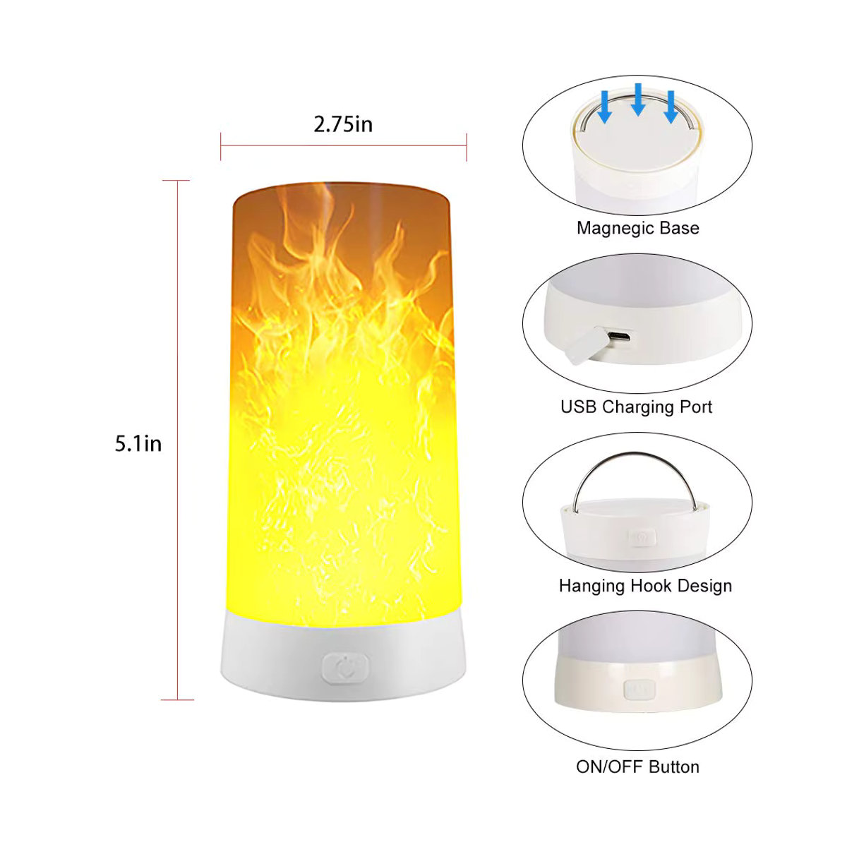 USB wiederaufladbare LED-Flammenlampe in Weiß mit simuliertem Flammeneffekt und 4 Beleuchtungsmodi für eine minimalistische Innendekoration - Bild 6