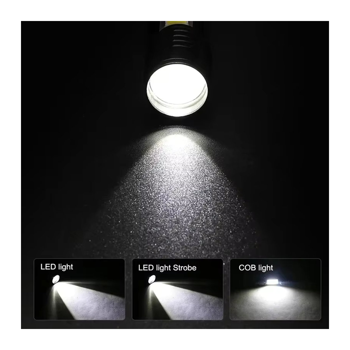 USB wiederaufladbare Mini-Taschenlampe mit 3 Modi, COB und XPE LED, zoombar und tragbar für Camping und Notfälle - Bild 2