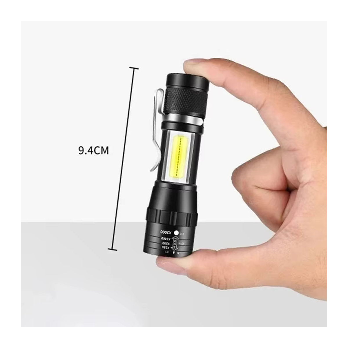 USB wiederaufladbare Mini-Taschenlampe mit 3 Modi, COB und XPE LED, zoombar und tragbar für Camping und Notfälle - Bild 5