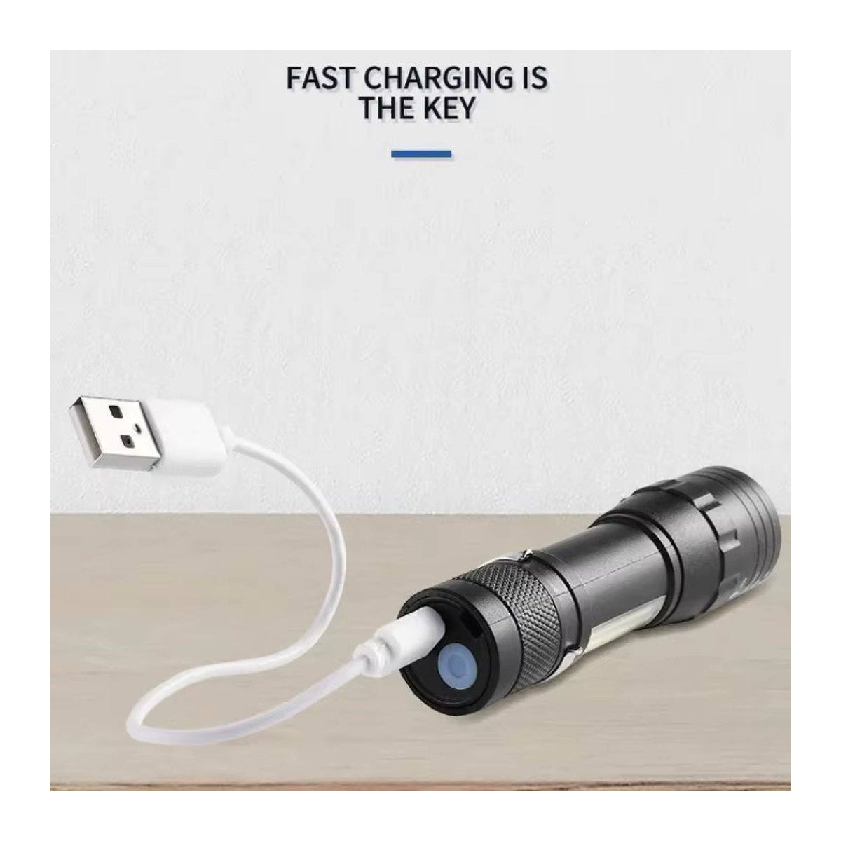 USB wiederaufladbare Mini-Taschenlampe mit 3 Modi, COB und XPE LED, zoombar und tragbar für Camping und Notfälle - Bild 6