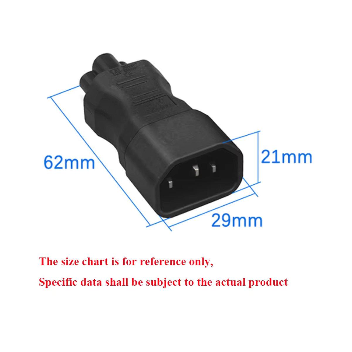 USBO Netzteil-Konverter IEC 320 C14 auf C5 Stecker auf Buchse, Schwarz - Bild 5