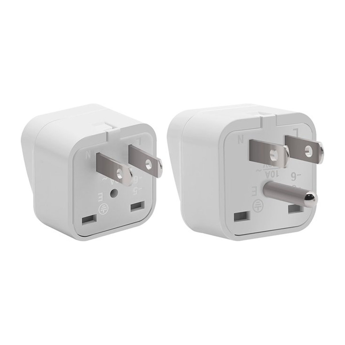 USBO Universal Reiseadapter für Indien, Brasilien, Russland, AU, UK, EU und US, Typ A und B, 10A 250V, Weiß - Bild 1