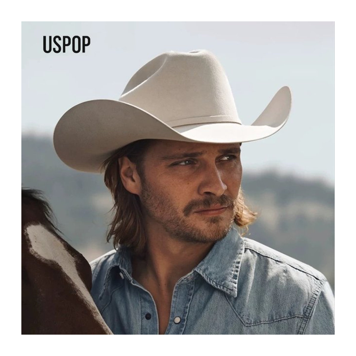 USPOP Cowboyhut aus 100 % Wollfilz mit Gürtelschnalle und breiter Krempe, Unisex Fedora für Herbst und Winter in Gelb oder Weiß - Bild 1