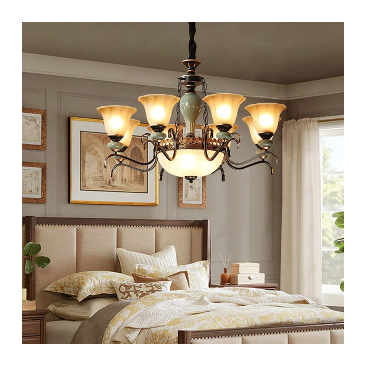 Uufic aah Vintage-Kronleuchter aus Eisen und Keramik im Retro-Stil für Wohnzimmer und Esszimmer - Bild 1