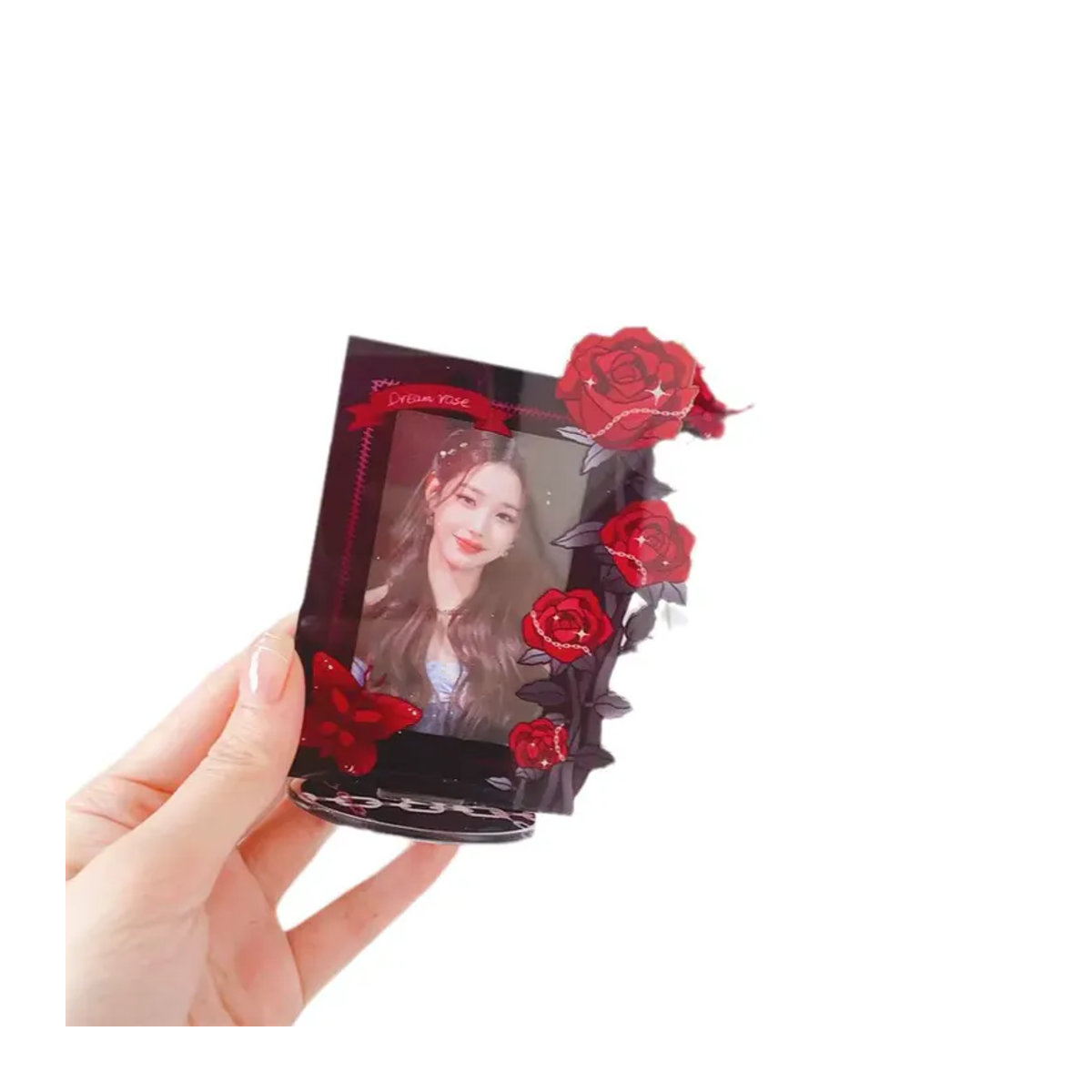 UUnique Acryl Kartenhalter mit floralem Design für Polaroid und Fotokarten, Rosa, Transparent, Rechteckig - Bild 6