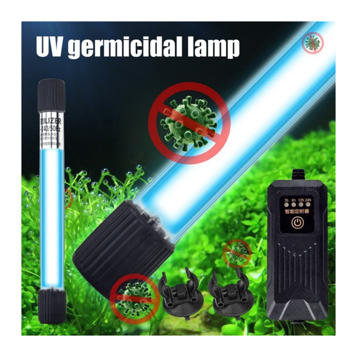 UV Keimtötende Lampe für Aquarium und Fischteich mit intelligenter Zeitsteuerung und hoher Lichtdurchlässigkeit - Bild 1