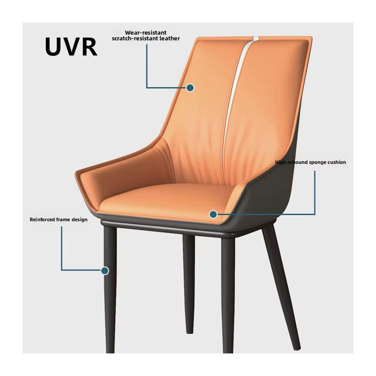 UVR Barhocker Modern aus Kunstleder in Orange mit Metallgestell - Bild 1