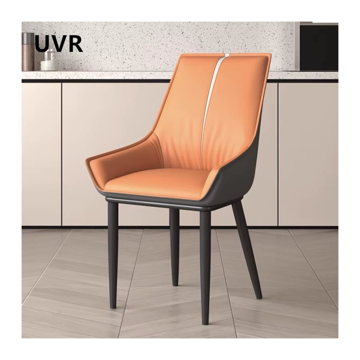 UVR Barhocker Modern aus Kunstleder in Orange mit Metallgestell - Bild 3