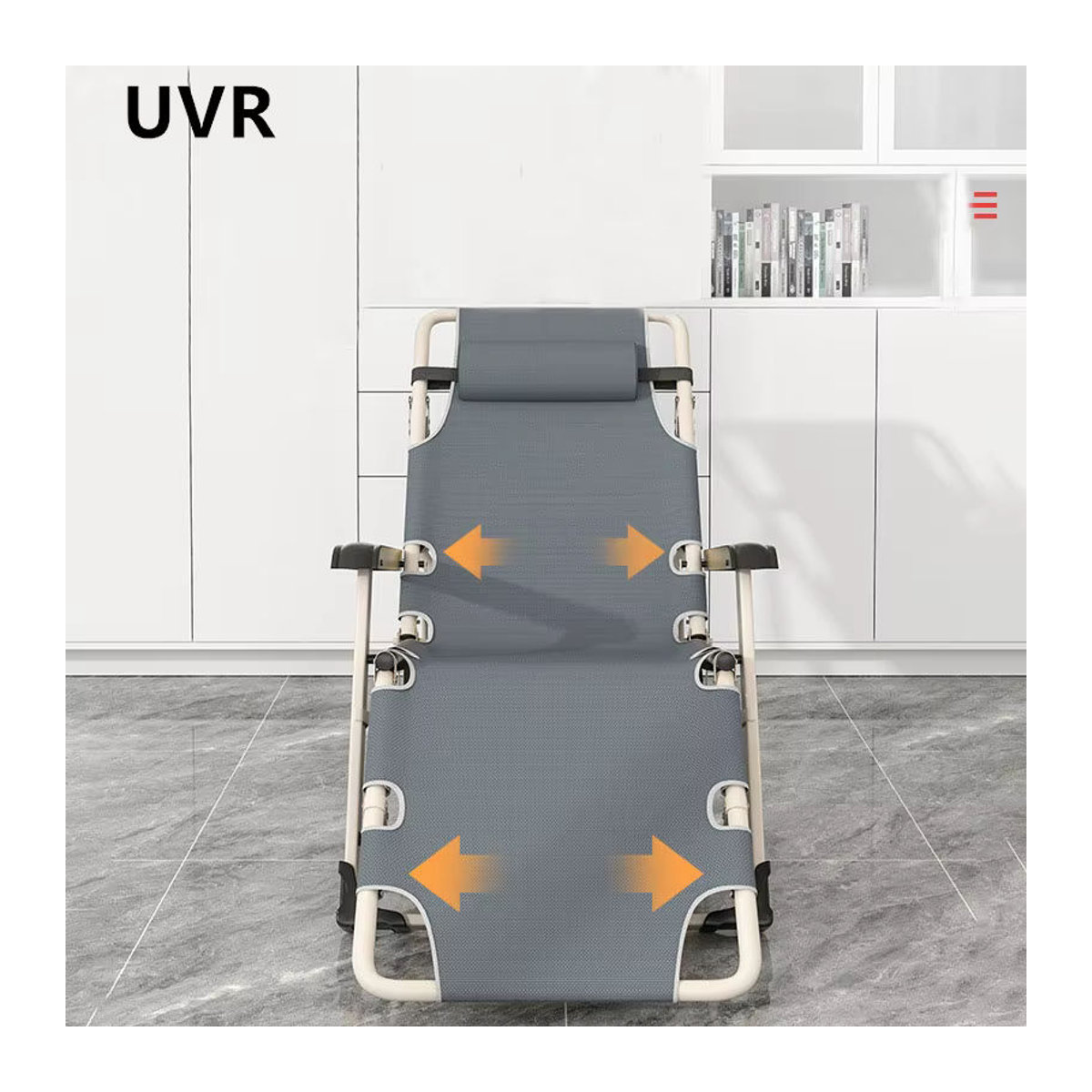 UVR Faltbarer Outdoor Strandstuhl in Grau mit Mesh-Gewebe als moderner Gartenstuhl - Bild 4