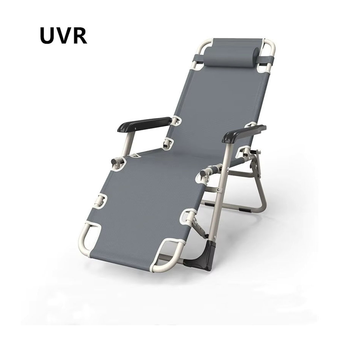 UVR Faltbarer Outdoor Strandstuhl in Grau mit Mesh-Gewebe als moderner Gartenstuhl - Bild 5