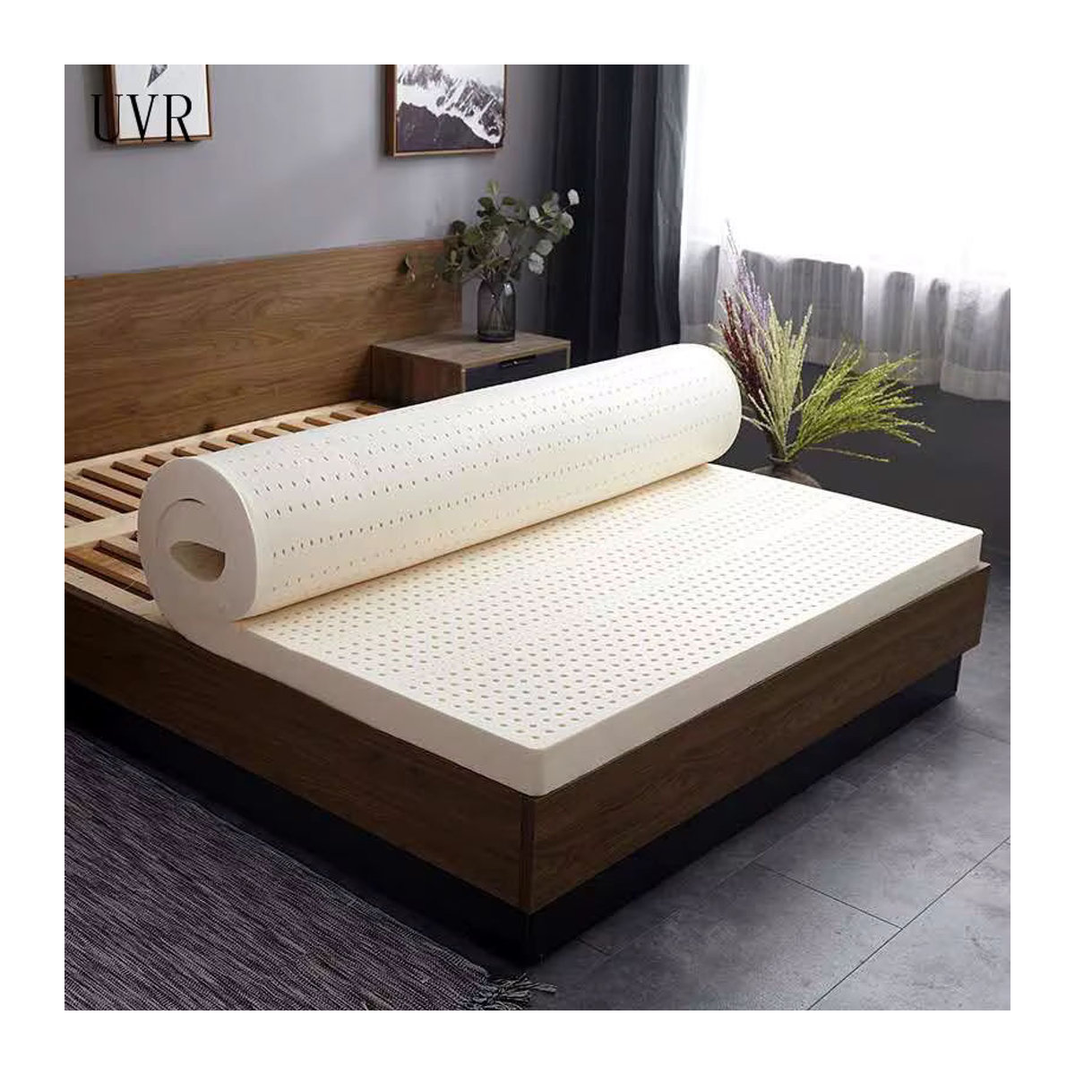 UVR Naturlatex Matratze mit hoher Dichte, atmungsaktive Tatami-Matratze für Einzel- und Doppelbetten, Weiß, B/T/H: 90 x 190 x 190 cm - Bild 3