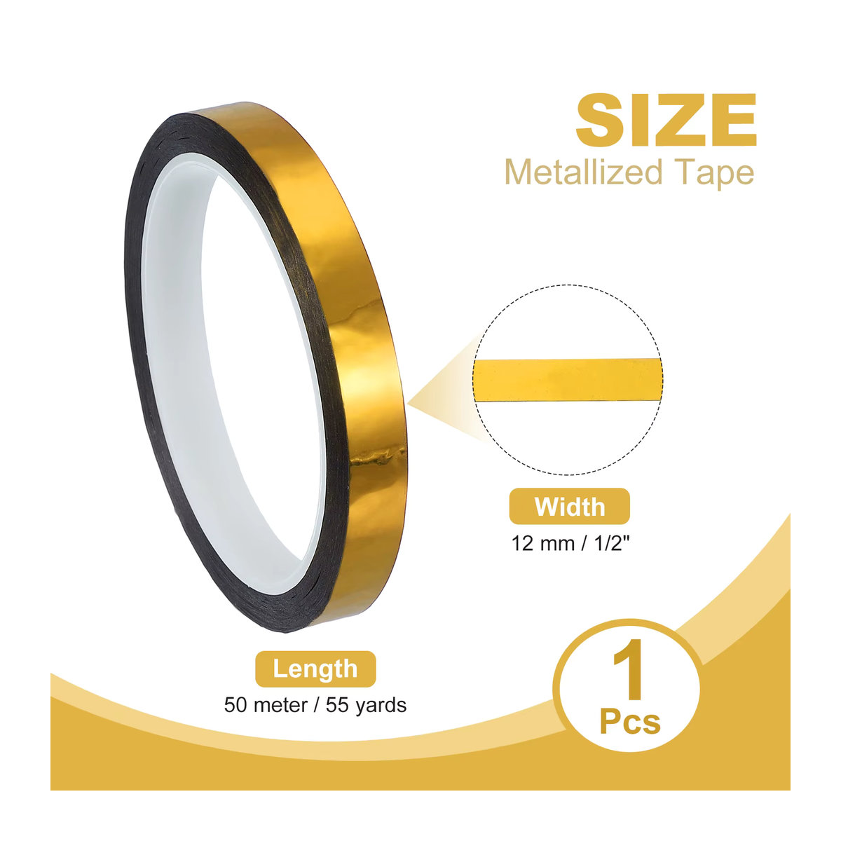UXCELL Selbstklebendes Metallisiertes Polyesterfolienband in Gold, 5m Dekorband für Wandgestaltung und Zierleisten - Bild 2