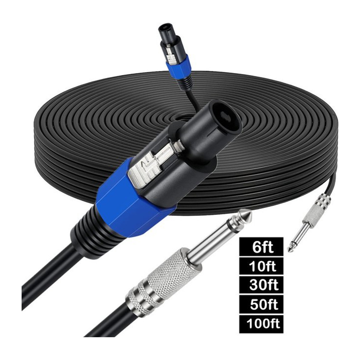 UXG Lautsprecherkabel Speakon-Buchse auf 1/4 Zoll TS-Stecker in Schwarz - Bild 1