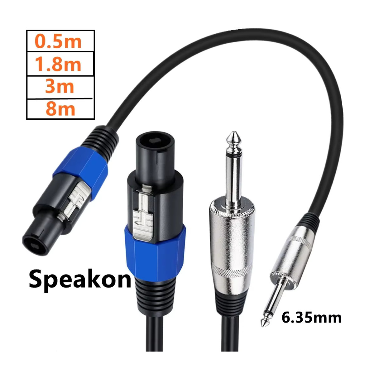 UXG Lautsprecherkabel Speakon-Buchse auf 1/4 Zoll TS-Stecker in Schwarz - Bild 3