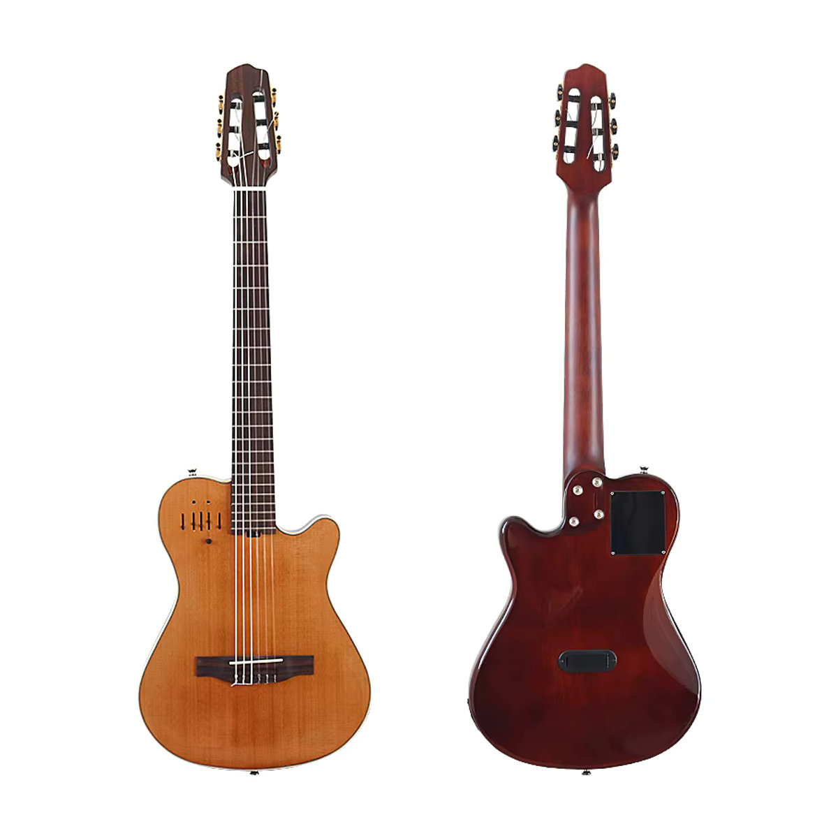 V-glorify Klassische Silent Gitarre 39 Zoll in Braun mit massivem Fichtenoberteil und Okoume-Holzrücken inklusive Aufnahme - Bild 5