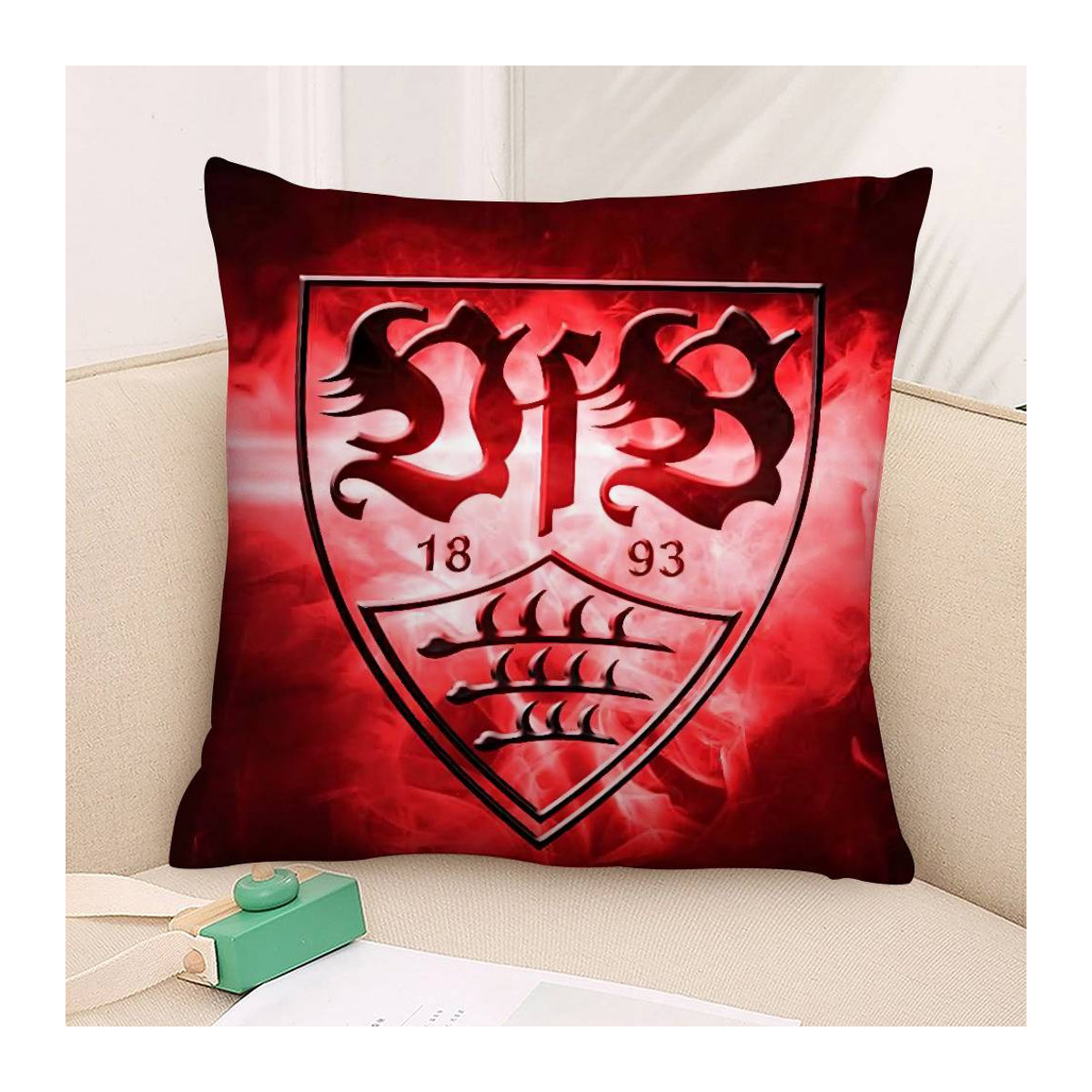 V-VfB-BES Fashion S-StuttgartS Kissenbezug mit 3D-Druck aus Polyesterfaser in Rot, B/H: 40 x 40 cm - Bild 1