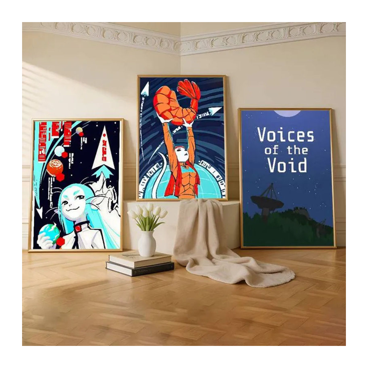 V-Voices Of The Void selbstklebendes Poster in HD-Druck, mehrfarbiges geometrisches Design, abstrakt und minimalistisch, rechteckig - Bild 1