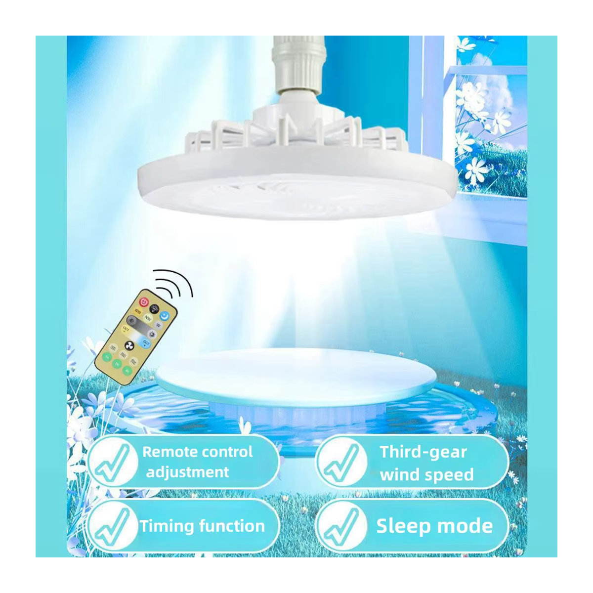 Vacamm LED Deckenventilatorlampe mit Fernbedienung und E27 Sockel in - Bild 3