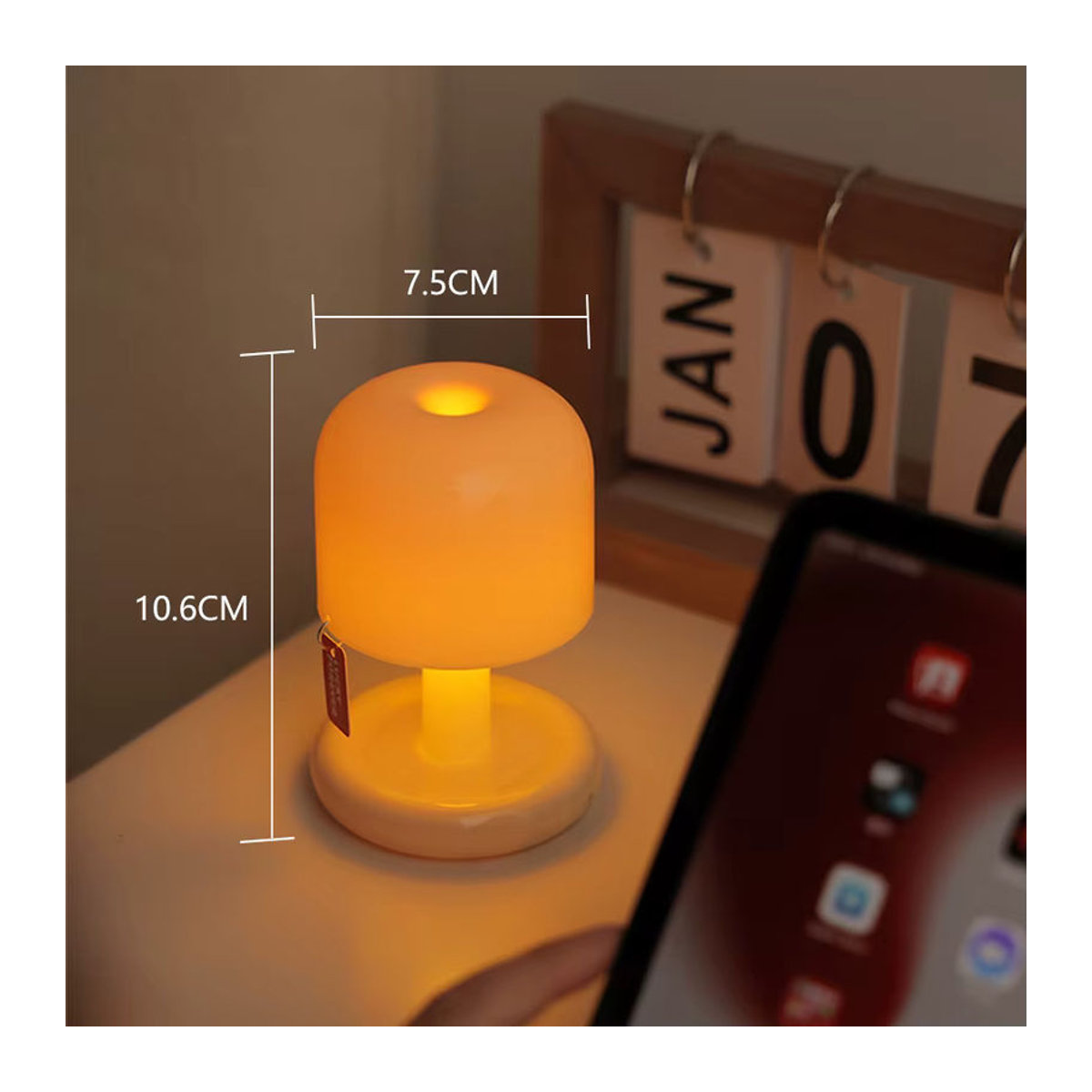 Vacamm Pilz Nachtlicht LED Sunset Tischlampe in Orange, wiederaufladbare minimalistische Schreibtischlampe für Schlafzimmer und Dekoration - Bild 4