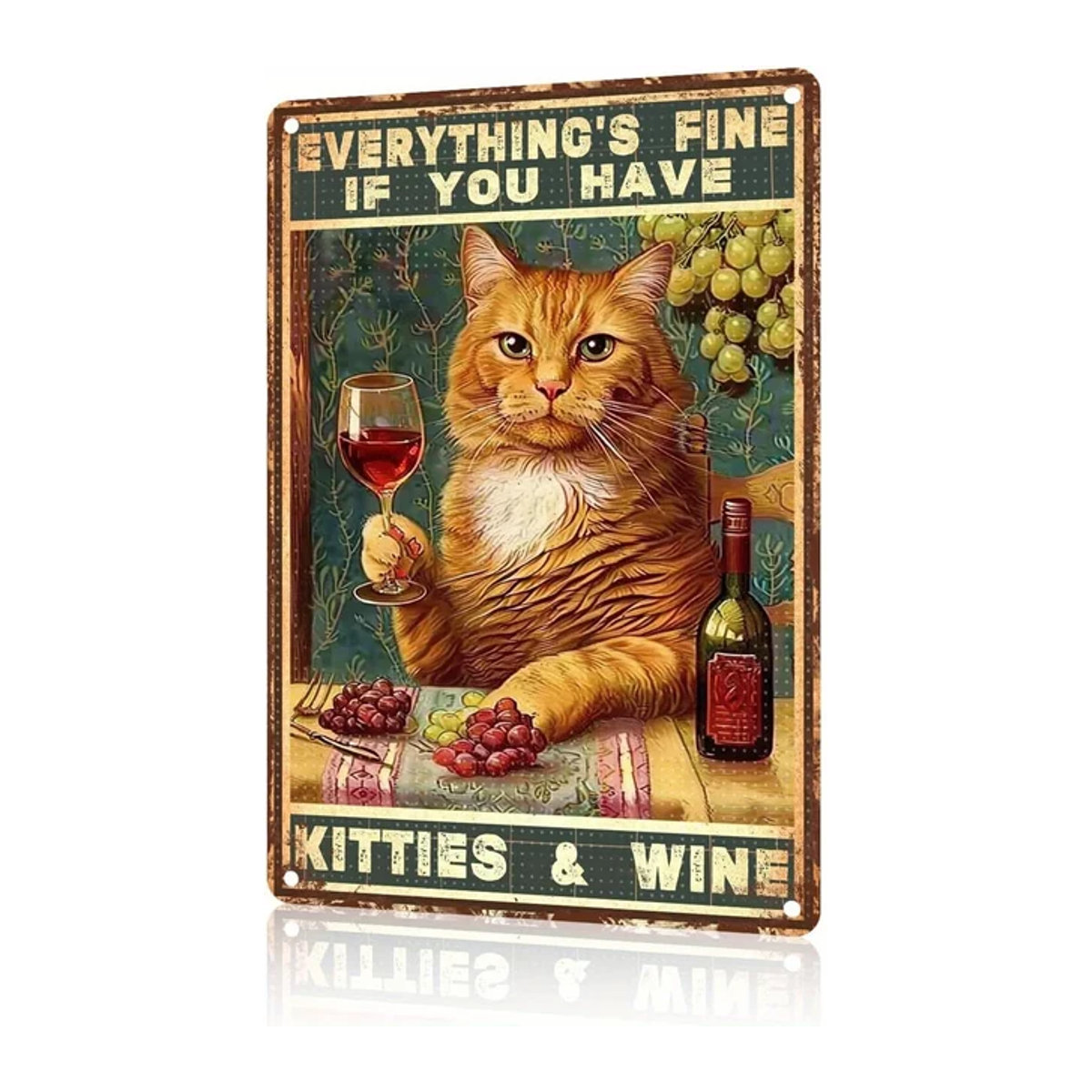 Vajro Zinnschild Musik und Katzen im Vintage-Stil, mehrfarbig - Bild 1