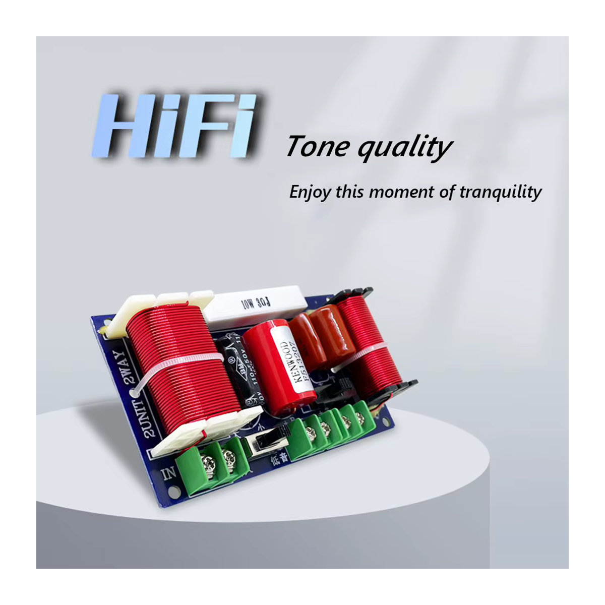 VAKIND 2-Wege-Frequenzteiler 250 W HiFi-Crossover-Filtermodul mit einstellbarem Frequenzpunkt 2500–3000 Hz für Heimkino-Audiomodifikation, Bunt - Bild 2