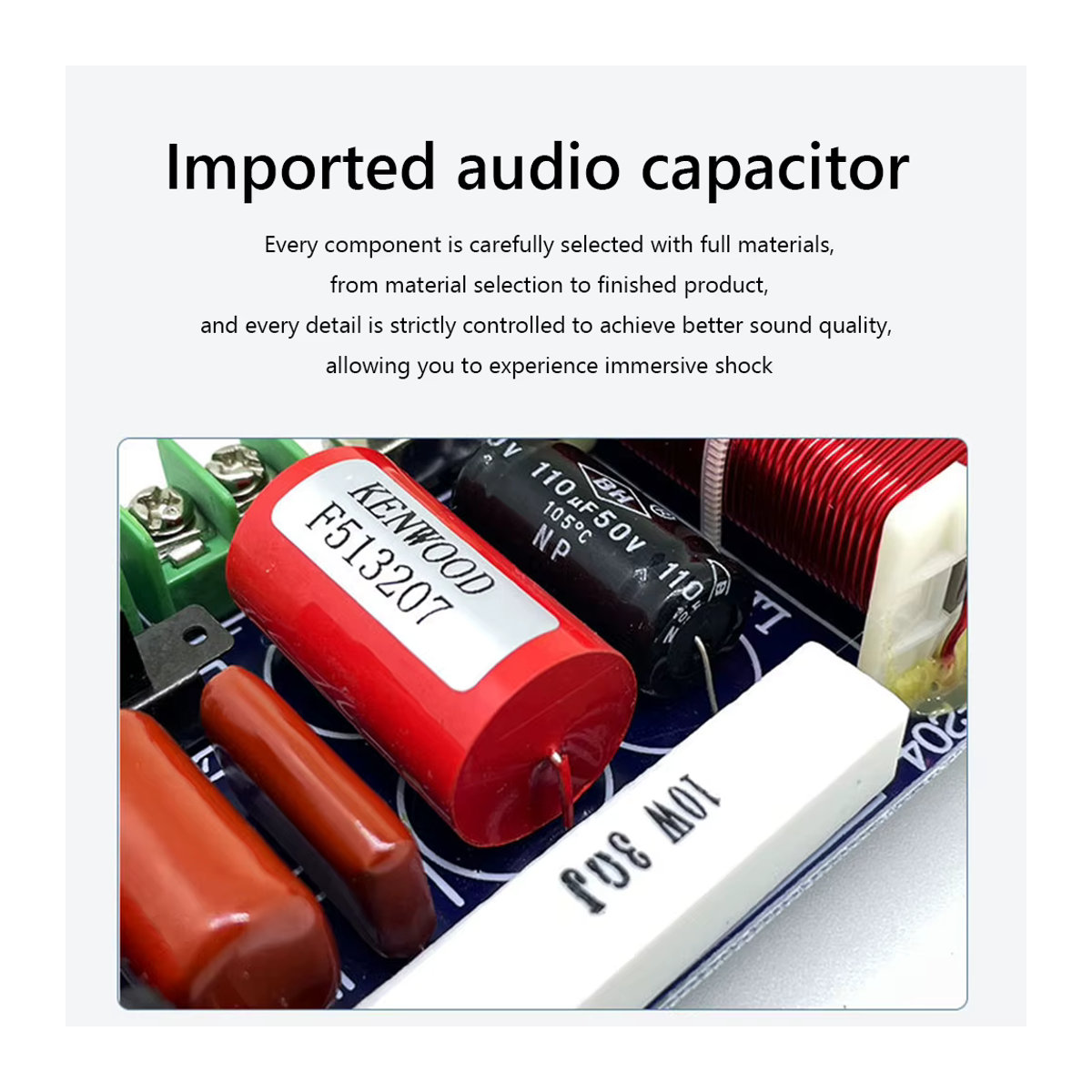 VAKIND 2-Wege-Frequenzteiler 250 W HiFi-Crossover-Filtermodul mit einstellbarem Frequenzpunkt 2500–3000 Hz für Heimkino-Audiomodifikation, Bunt - Bild 3