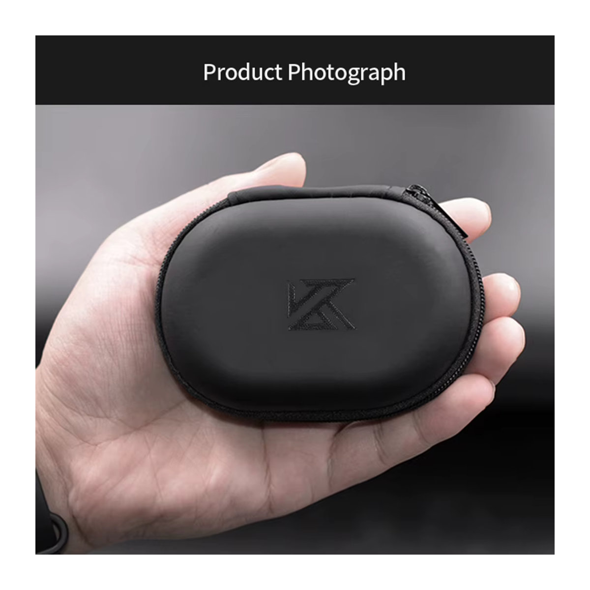 VAKIND Aufbewahrungstasche für kabelgebundene Kopfhörer aus Kunstleder in Schwarz, minimalistisches Design für KZ BA10 AS10 ES4 - Bild 3