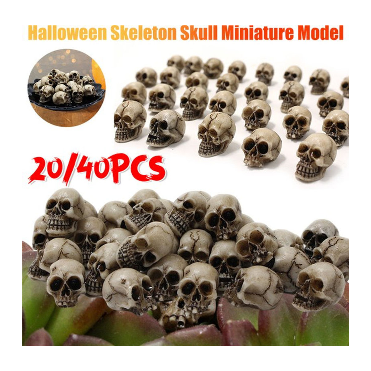 VAKIND Gothic Schädel Miniatur-Modelle aus Kunstharz in Weiß für Halloween und Garten-Dekoration - Bild 1