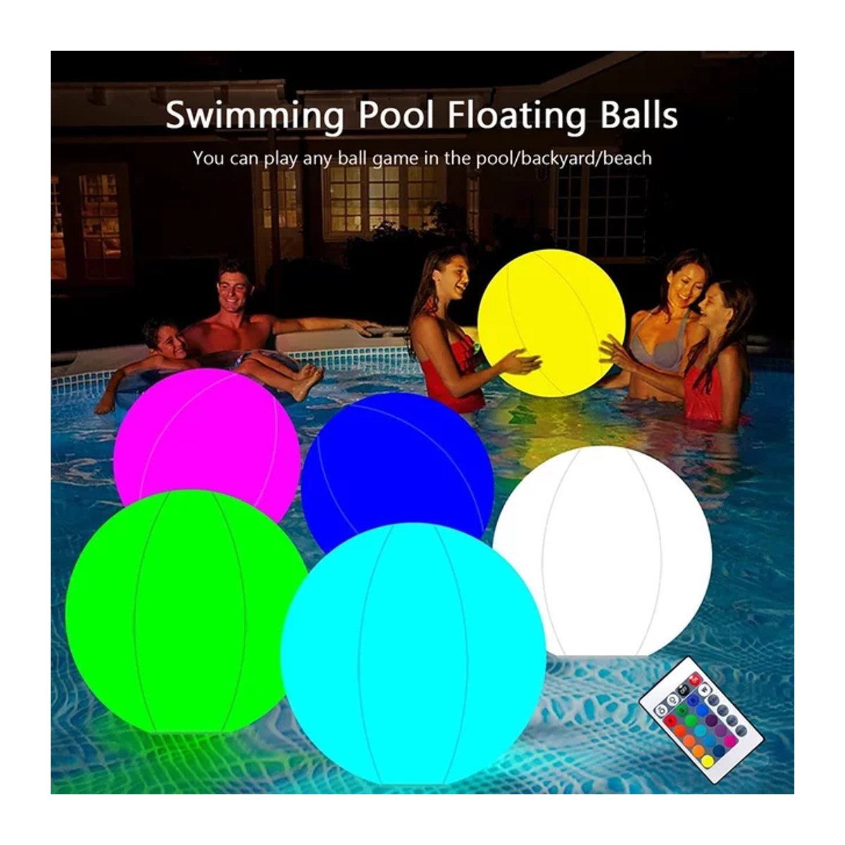VAKIND LED Aufblasbarer Strandball mit 16 Farben für Pool und Party, erhältlich in 60 cm oder 90 cm - Bild 1