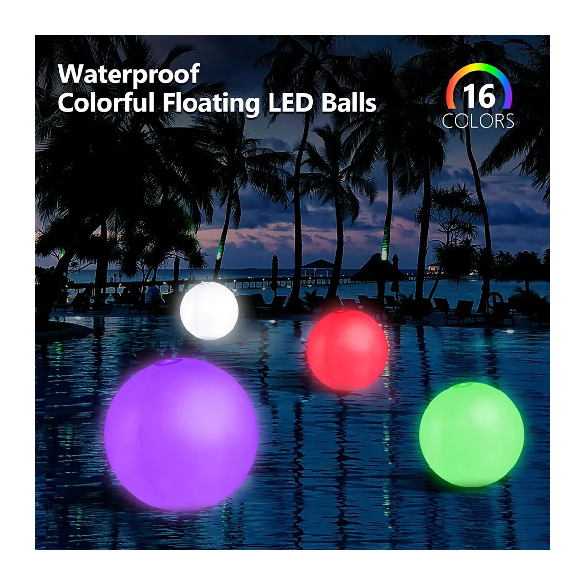 VAKIND LED Aufblasbarer Strandball mit 16 Farben für Pool und Party, erhältlich in 60 cm oder 90 cm - Bild 4