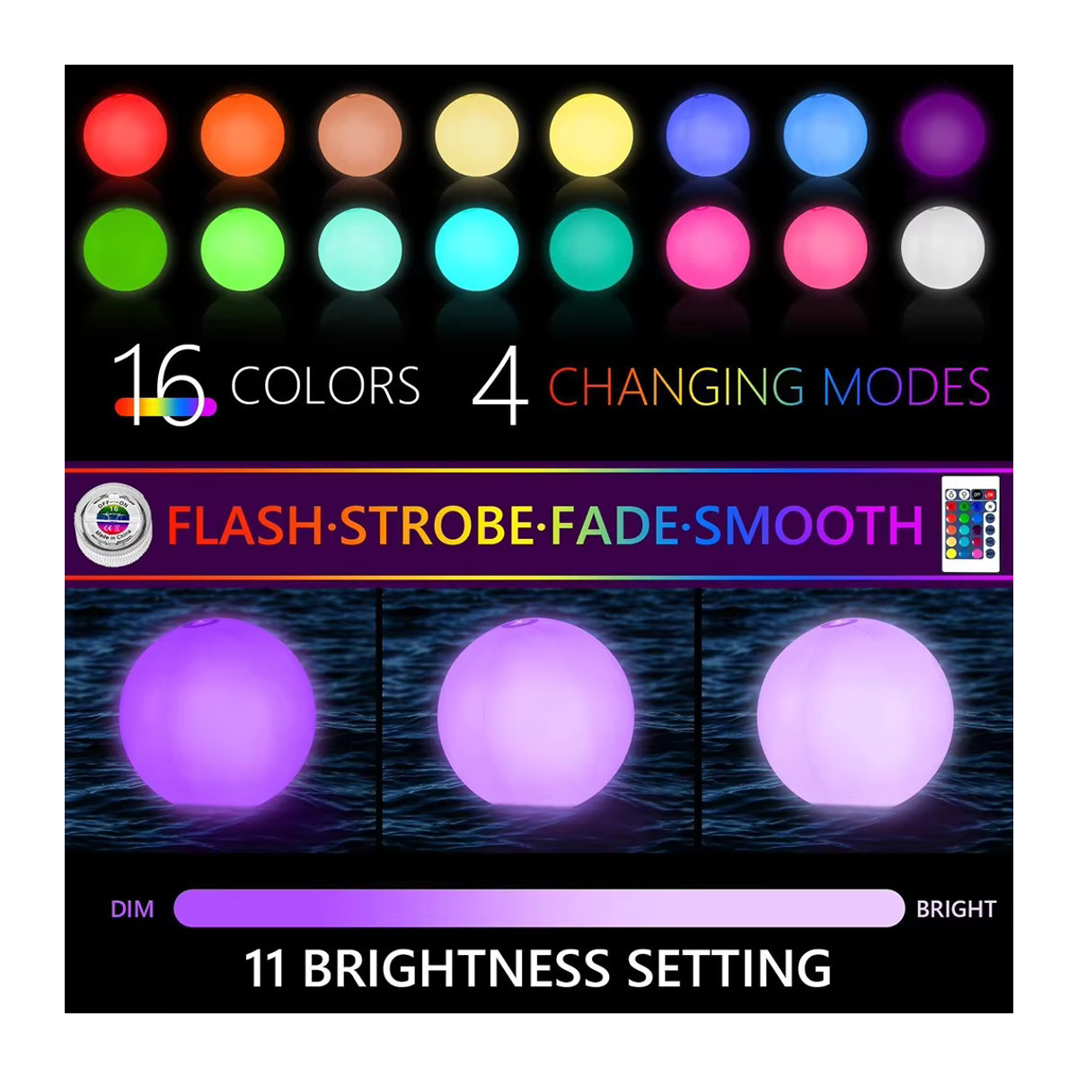 VAKIND LED Aufblasbarer Strandball mit 16 Farben für Pool und Party, erhältlich in 60 cm oder 90 cm - Bild 5