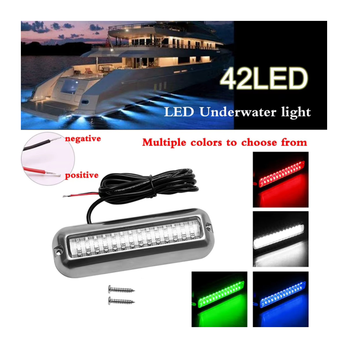 VAKIND Modernes Marine Navigationslicht aus Edelstahl mit 42 LEDs, IP68 wasserdicht, 80W, für Boot und Yacht, 10-30V - Bild 4