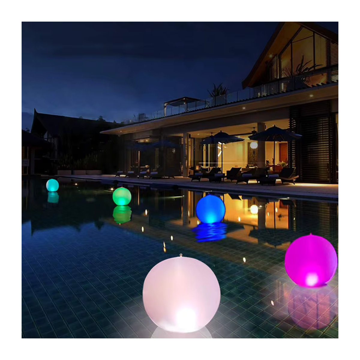 VAKIND Schwimmende Pool Lichter Bunt, Wasserdichte Unterwasser LED Pool Ball für Außen und Schwimmbad, Minimalistisch - Bild 3
