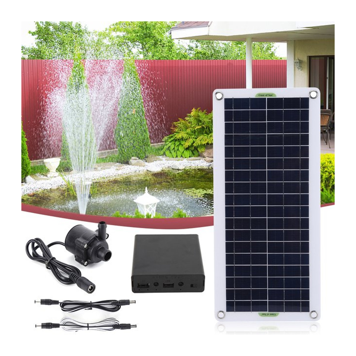 VAKIND Solar-Wasserpumpen-Set Schwarz, 30W 800L/H DC 18V bürstenlos, geräuscharm für Garten, Pool, Teich, Vogelbad, Wasserfall und Brunnen - Bild 1