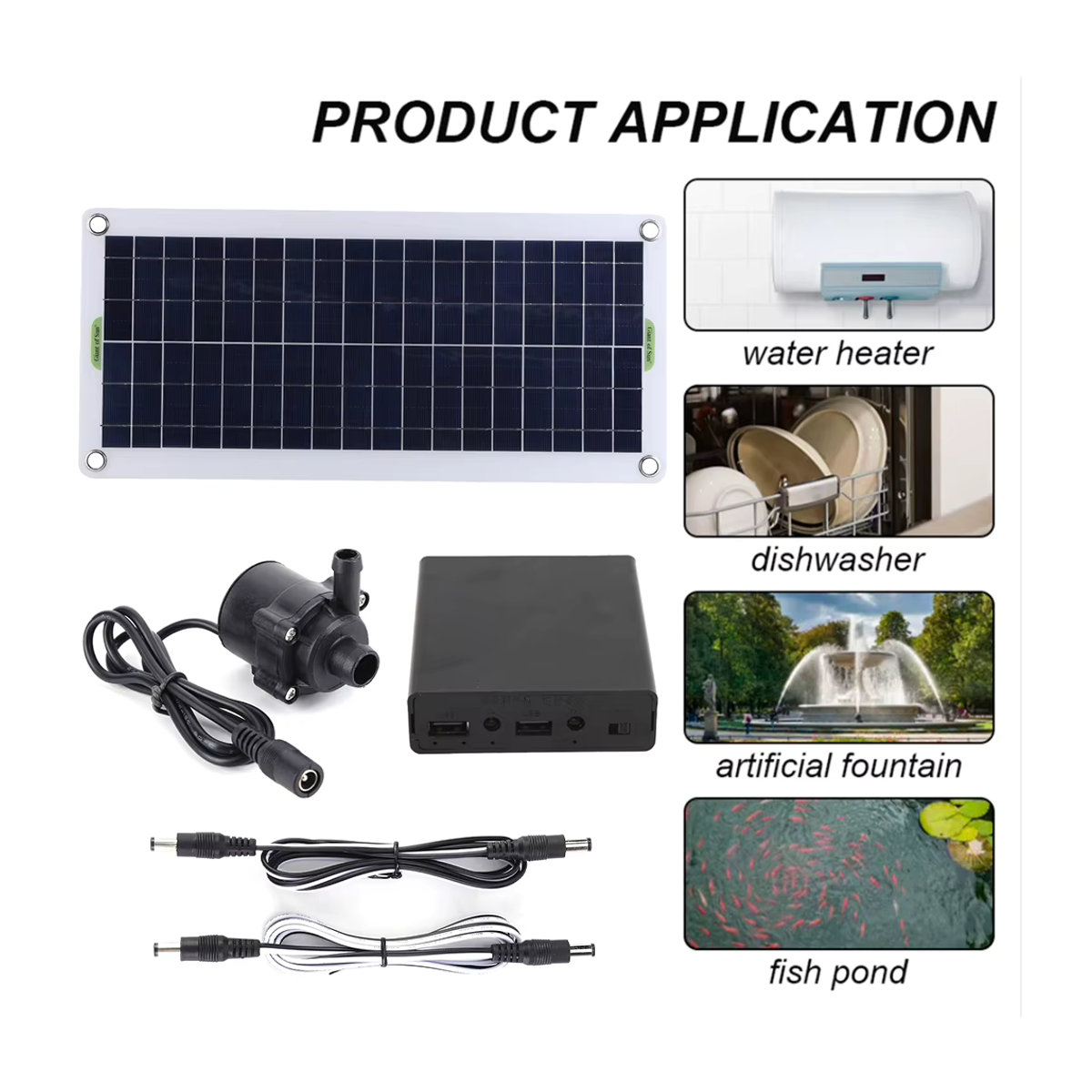 VAKIND Solar-Wasserpumpen-Set Schwarz, 30W 800L/H DC 18V bürstenlos, geräuscharm für Garten, Pool, Teich, Vogelbad, Wasserfall und Brunnen - Bild 4