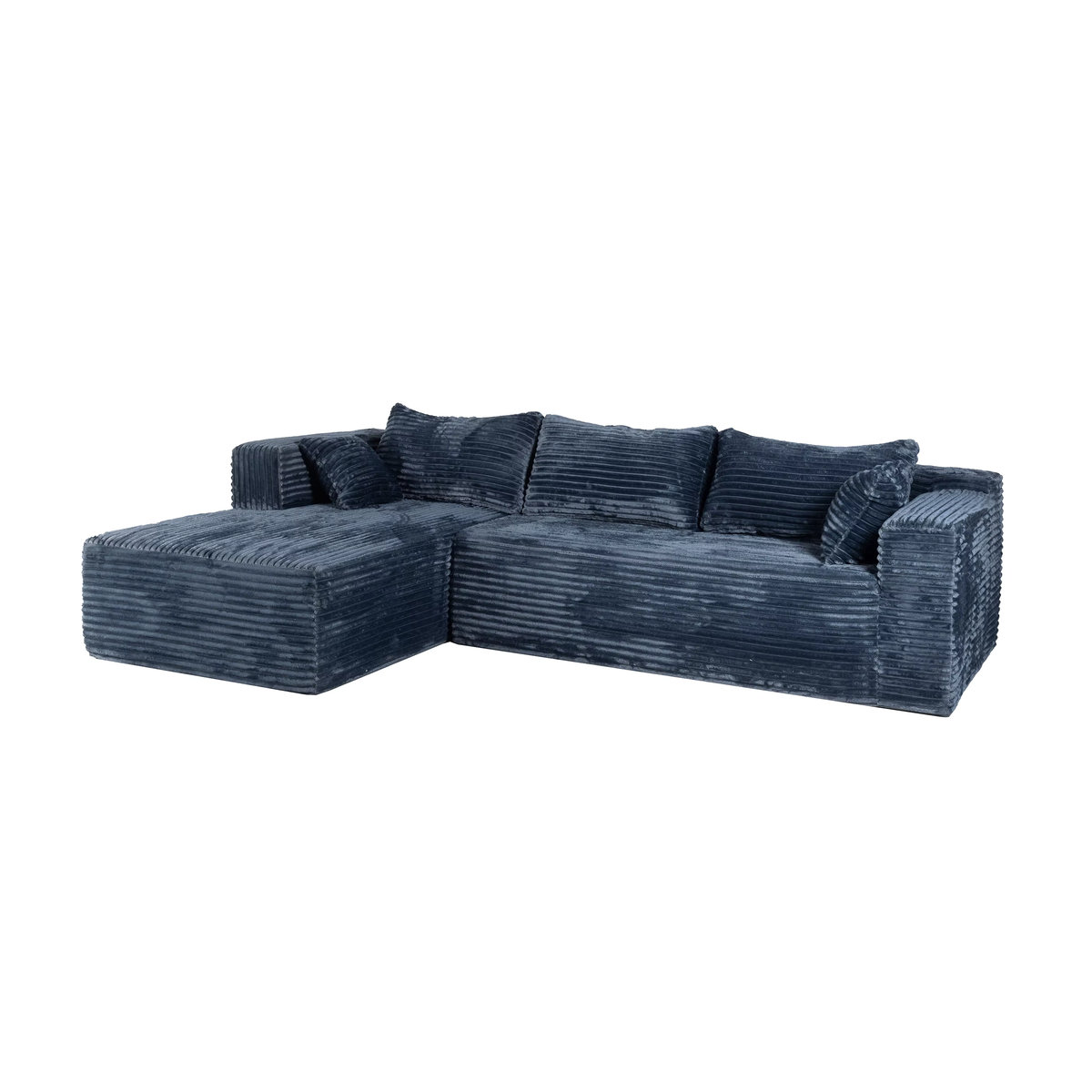 Vankel Modernes 3-Sitzer Cord-Sofa in Blau, L-förmiges Stoffsofa mit Kissen - Bild 6