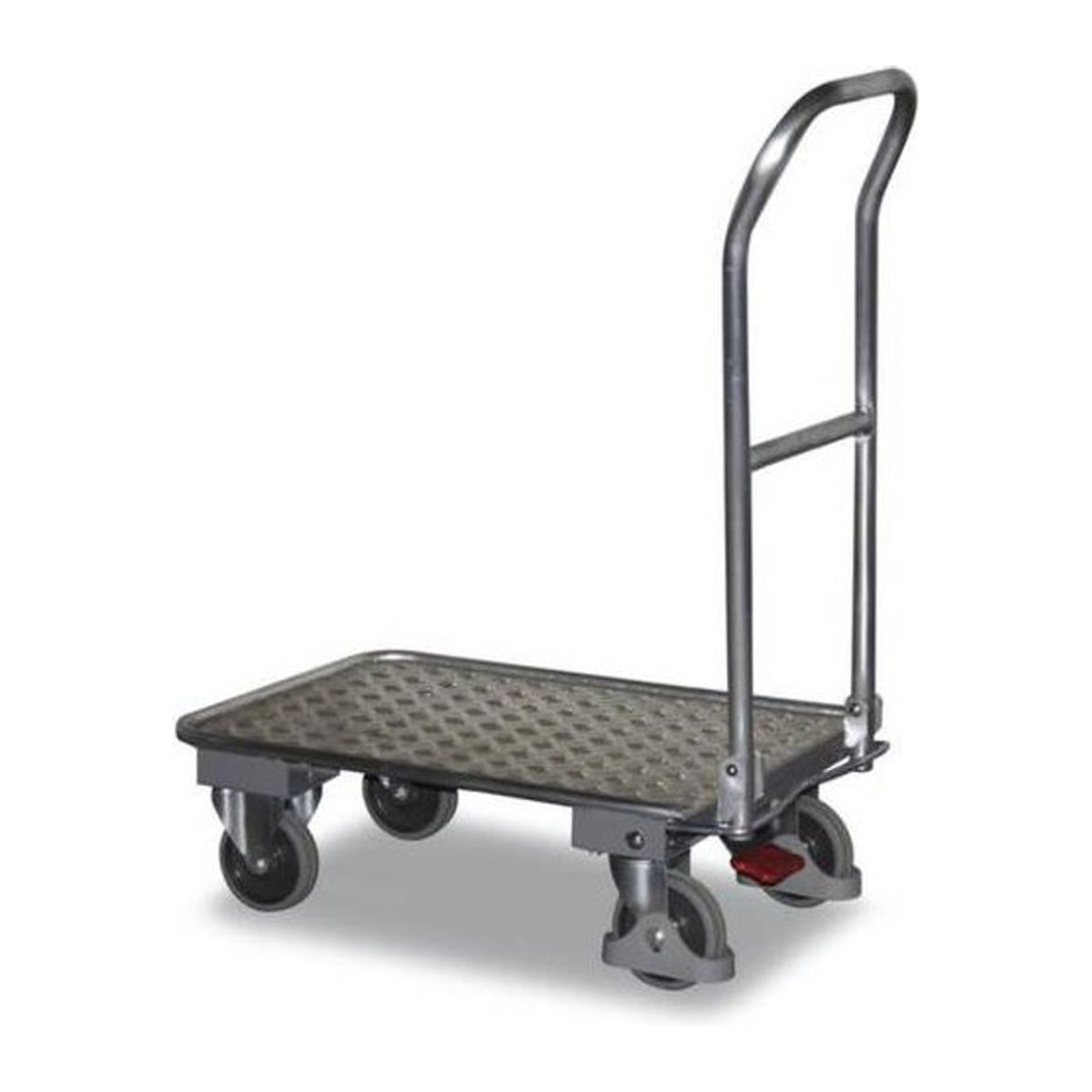 VARIOfit AP-600.803 Klappbarer Plattformwagen aus Aluminium mit Riffelblech und TPE-Rollen, alusilber, Traglast bis 150 kg, B: 600 mm, L: 900 mm - Bild 1