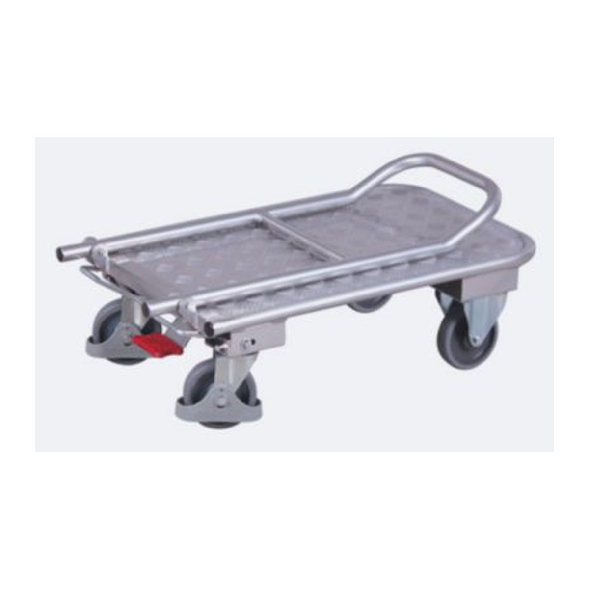 VARIOfit AP-600.803 Klappbarer Plattformwagen aus Aluminium mit Riffelblech und TPE-Rollen, alusilber, Traglast bis 150 kg, B: 600 mm, L: 900 mm - Bild 3