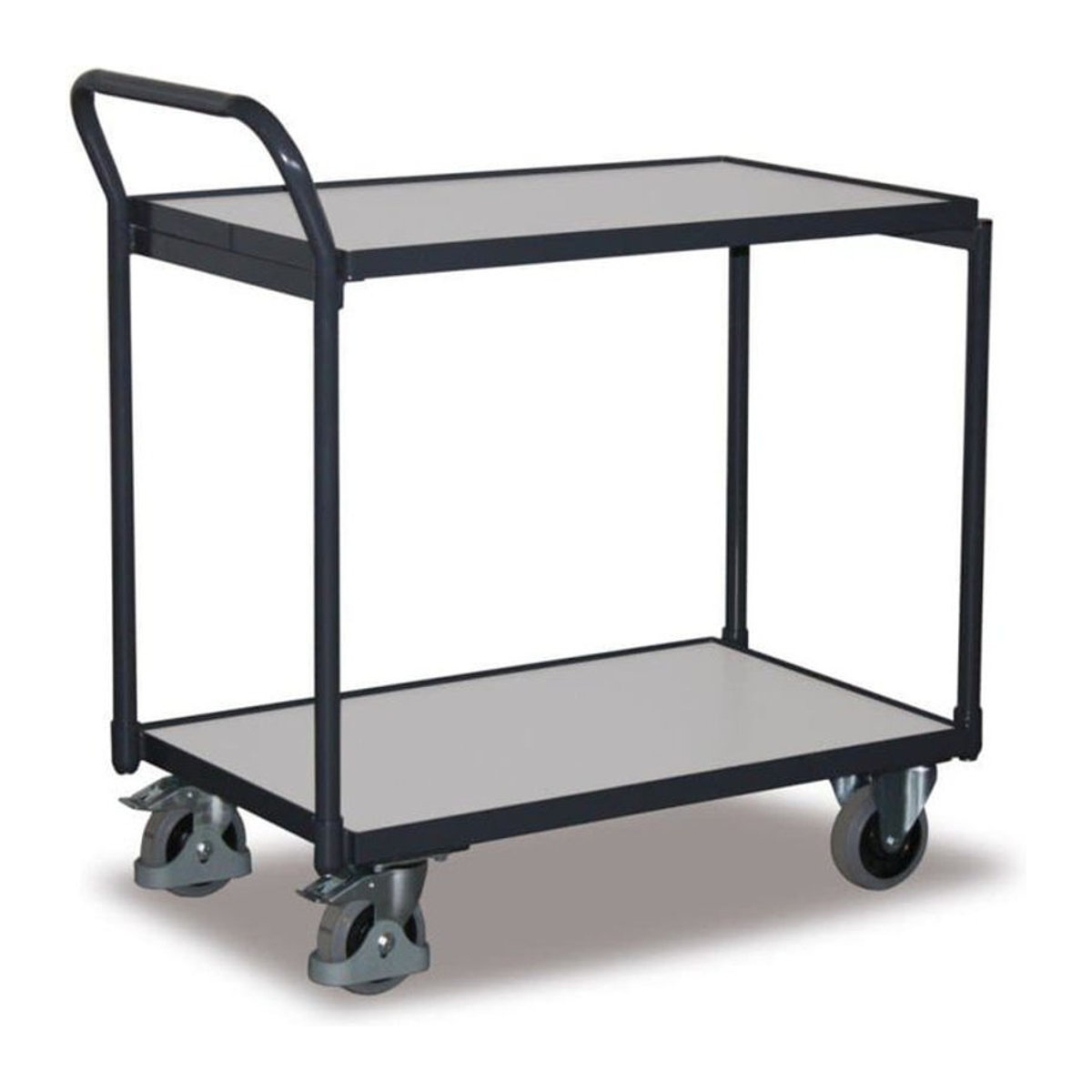 VARIOfit ESD Tischwagen aus Stahl und Holzwerkstoff mit 2 Etagen in Graphitgrau und Lichtgrau, B: 505 mm, L: 835 mm, Traglast bis 250 kg - Bild 1