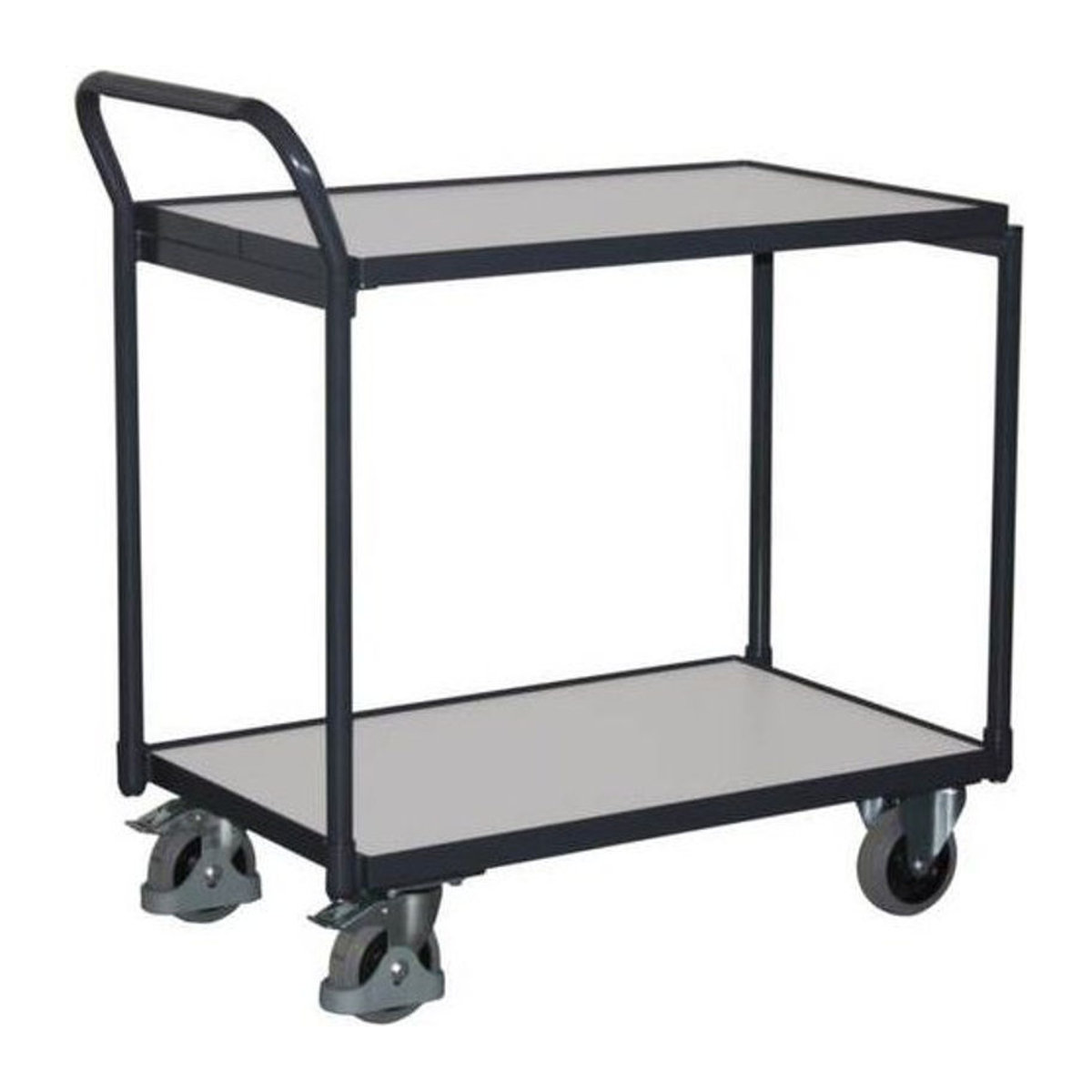 VARIOfit ESD Tischwagen aus Stahl und Holzwerkstoff mit 2 Etagen in Graphitgrau und Lichtgrau, B: 505 mm, L: 835 mm, Traglast bis 250 kg - Bild 2