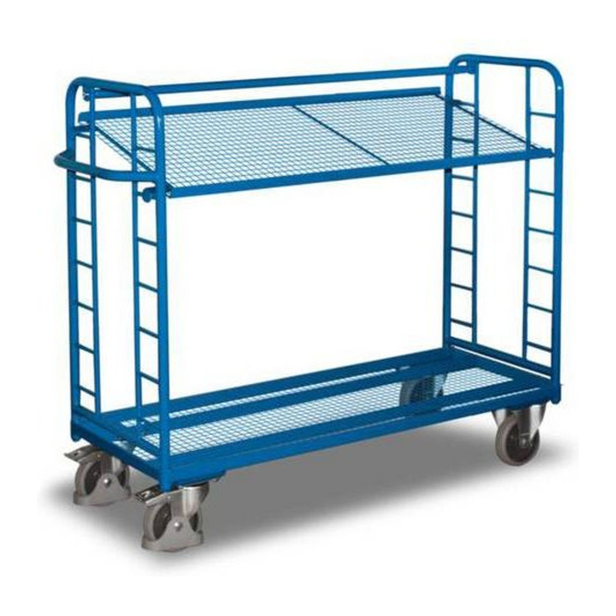 VARIOfit Etagenwagen aus Stahl in Blau mit 2 Etagen und Drahtgitterboden B: 135,5 cm, T: 55 cm - Bild 2