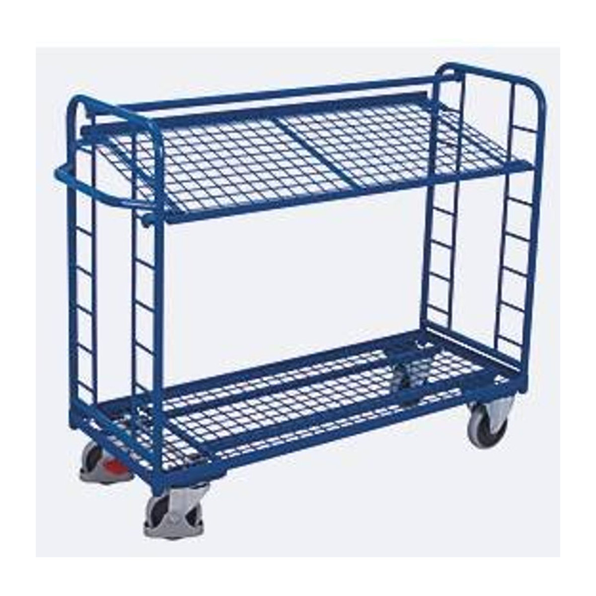 VARIOfit Etagenwagen aus Stahl in Blau mit 2 Etagen und Drahtgitterboden B: 135,5 cm, T: 55 cm - Bild 4