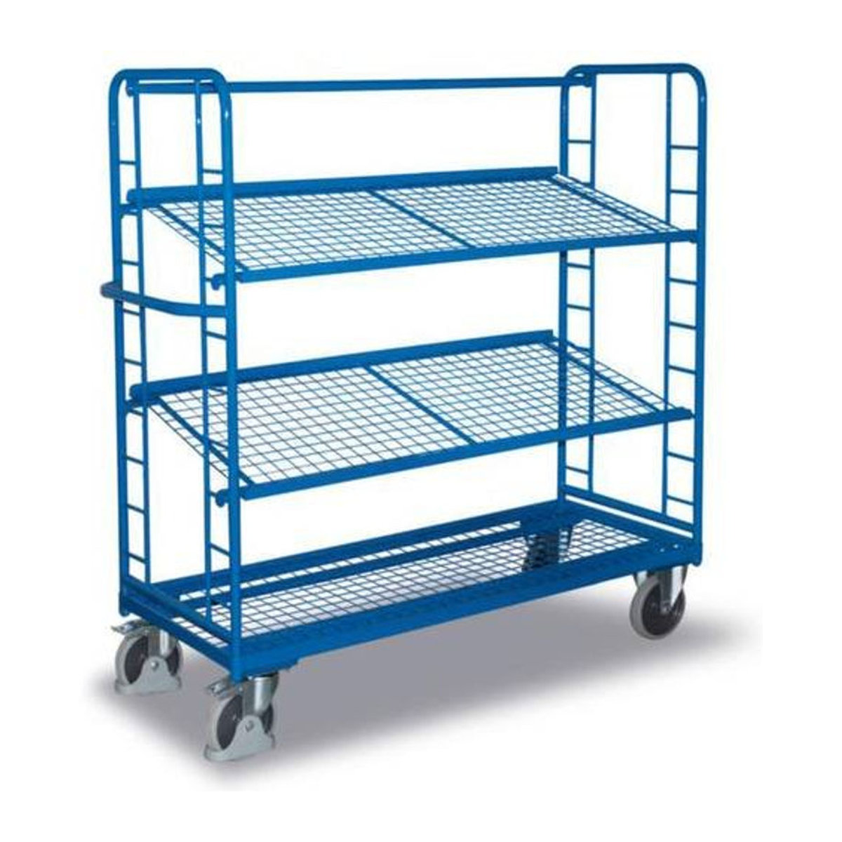 VARIOfit Etagenwagen aus Stahl in Blau mit 3 Etagen und Drahtgitterböden B: 135,5 cm, T: 59,5 cm, H: 55 cm - Bild 2