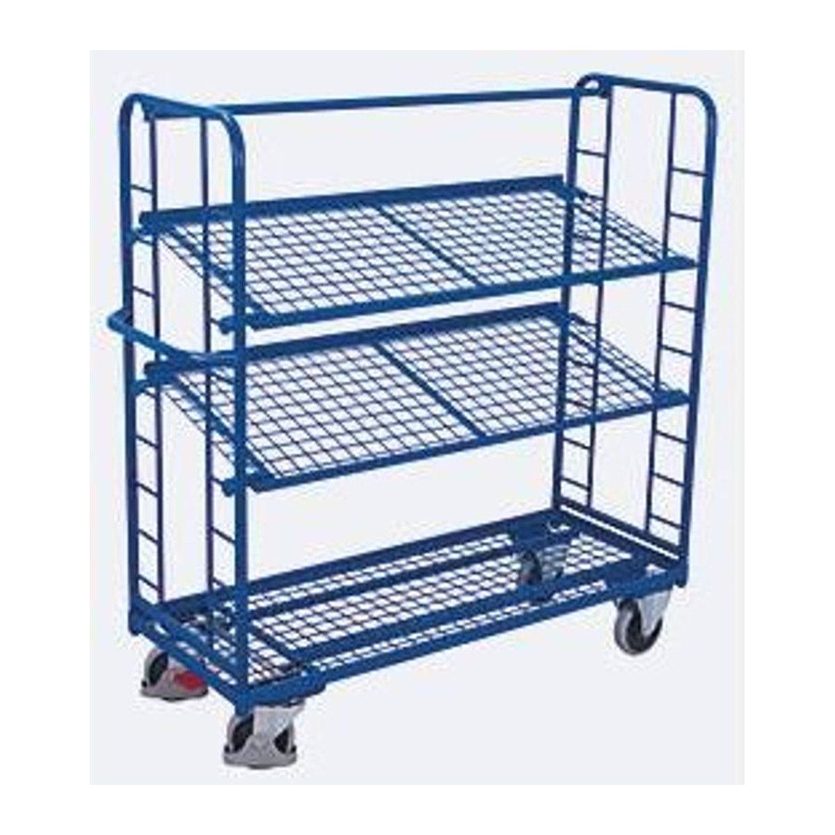 VARIOfit Etagenwagen aus Stahl in Blau mit 3 Etagen und Drahtgitterböden B: 135,5 cm, T: 59,5 cm, H: 55 cm - Bild 4