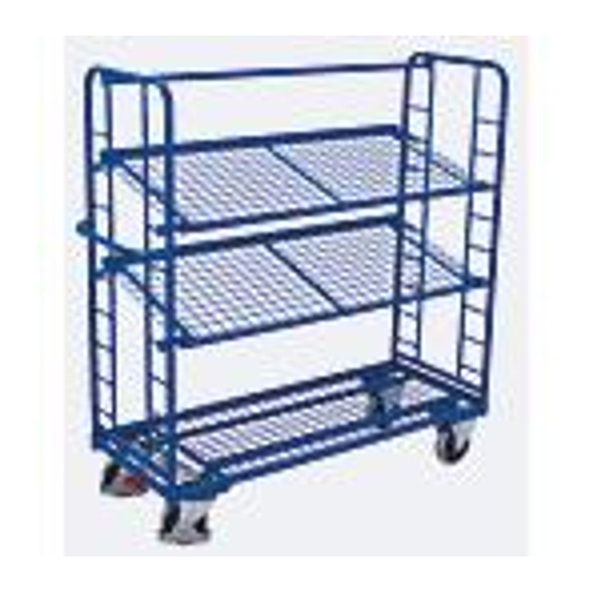 VARIOfit Etagenwagen aus Stahl in Blau mit 3 Etagen und Drahtgitterböden B: 135,5 cm, T: 59,5 cm, H: 55 cm - Bild 5